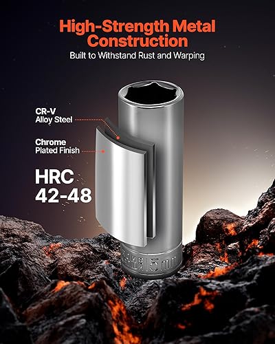 Miniatura 130 de VEVOR Juego de herramientas mecánicas, llaves profundas y estándar de 1/4 de pulgada, 3/8 pulgadas y 1/2 pulgadas, SAE/Métrica, 205 piezas