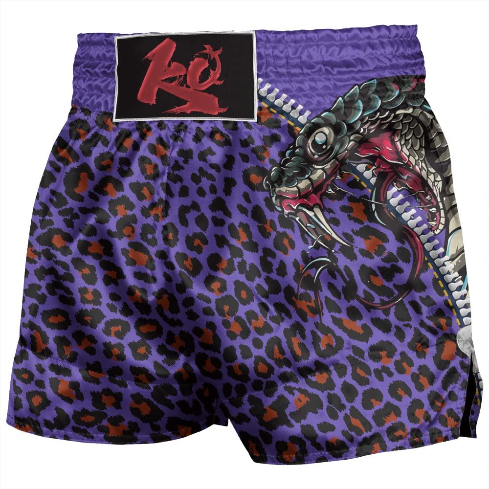 Men Leopard Print Muay Thai Shorts Zipper Viper Colorful My Style Sports Shorts for MMA BJJ Boxing