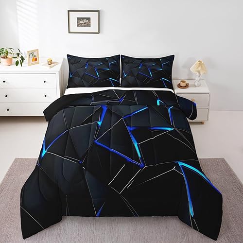 Miniatura 19 de Juego de ropa de cama de círculos geométricos, juego de edredón moderno retro con ojales para niños, niñas y adolescentes, decoración de rayas Gris