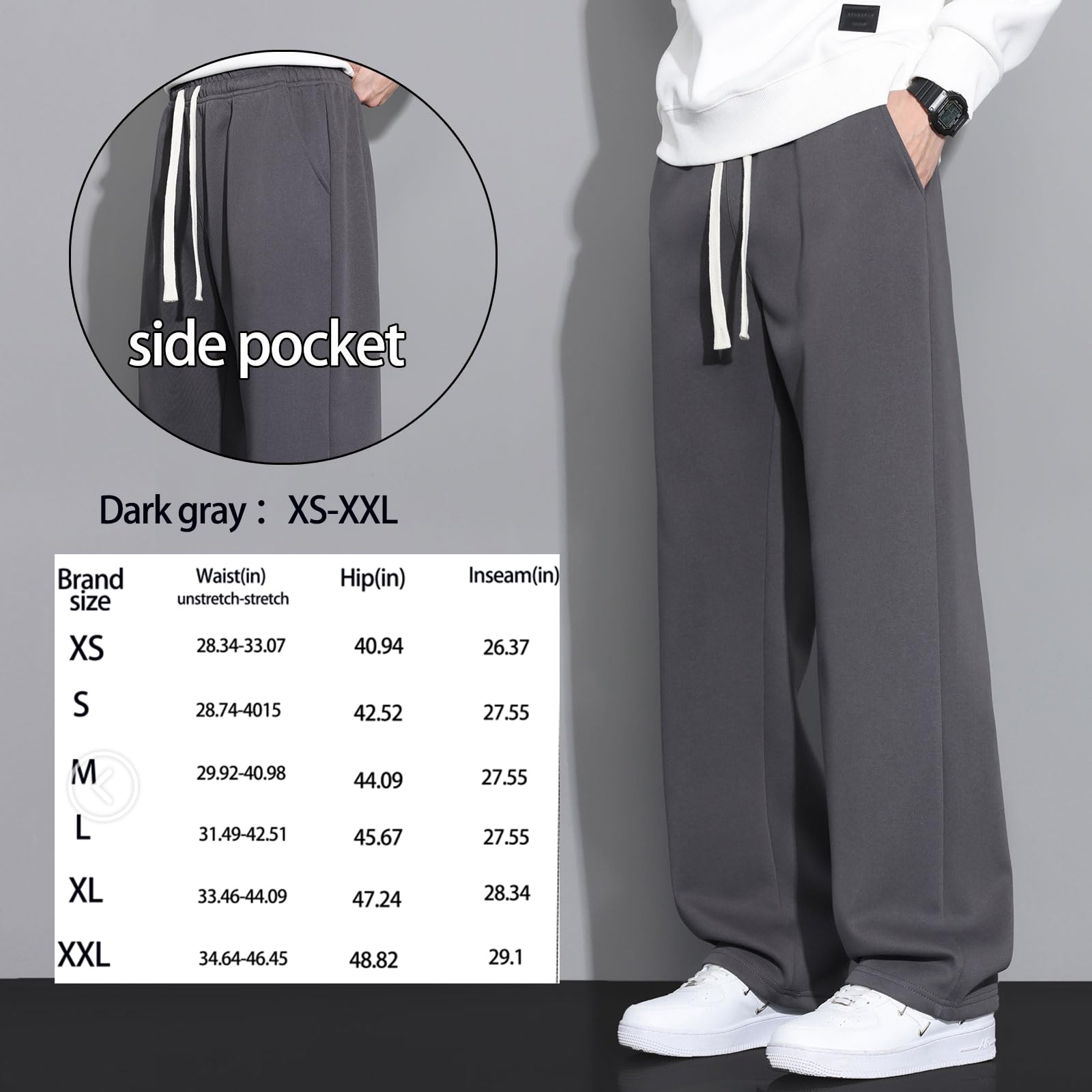 SHAGGA Pantaloni della tuta da uomo con orlo aperto dritto e cintura elastica con tasche per corsa, palestra, allenamento