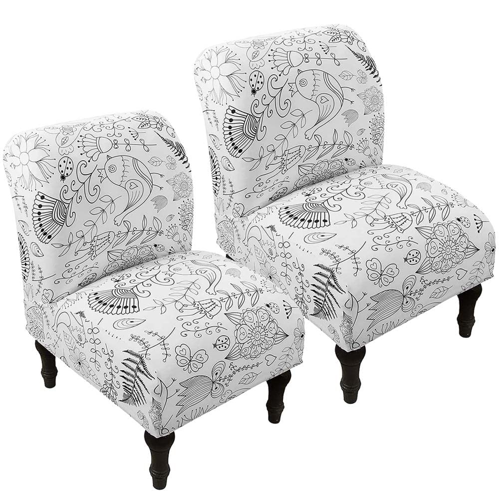 AQIGR Armless Accent Chair Cover Stretch Armless Slipper Chair Slipcover Soft Spandex/Velvet Fabric Armless Chair Cover Slipcover Furniture Protector for Living Room Hotel (Color : #8, Size : 2PCS)