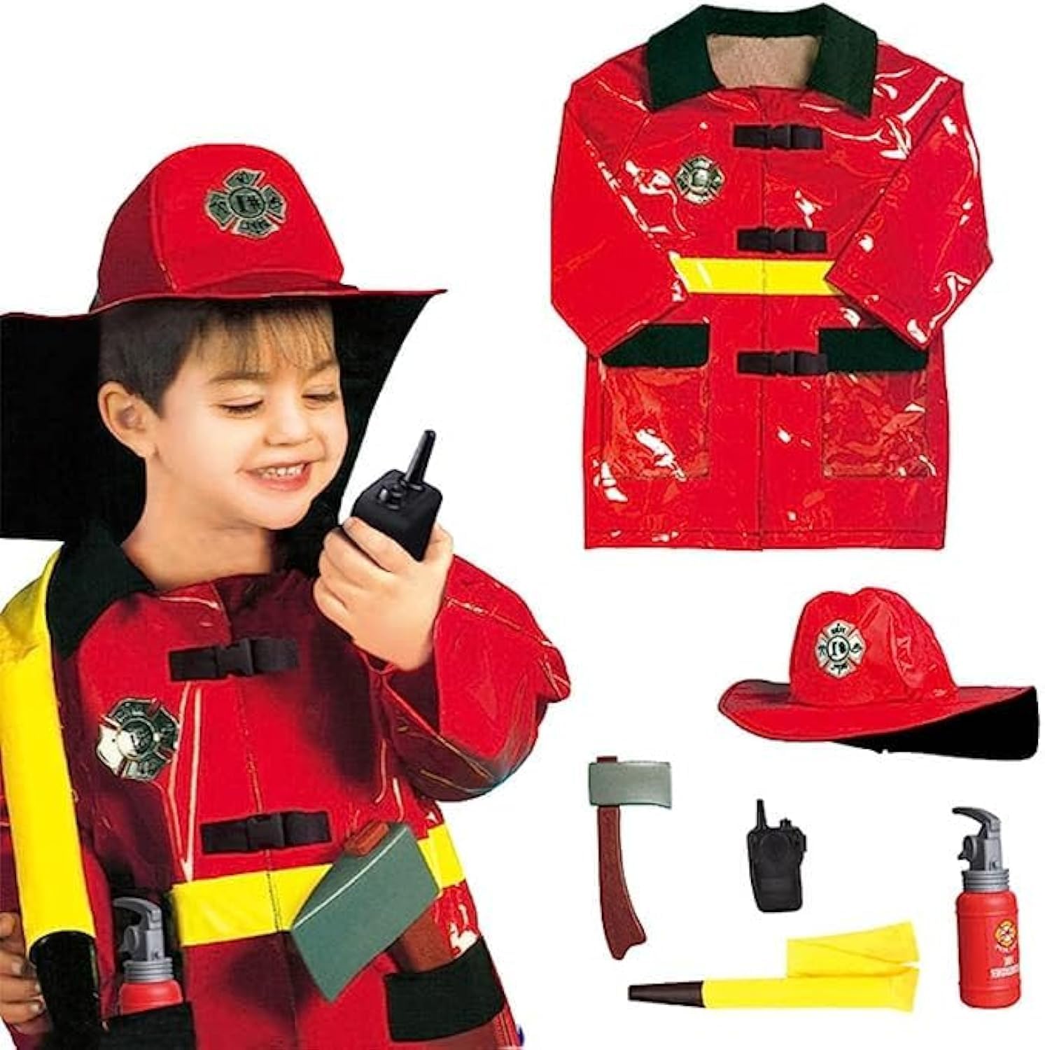 Fireman Police Costume Role Play Set, Toddler Fireman Police Dress up, Fire Pretend Chief Outfit, Fireman Toys Accessories, Fire Chief Costumes, Firefighter Costume for 3 to 8 yera Kids