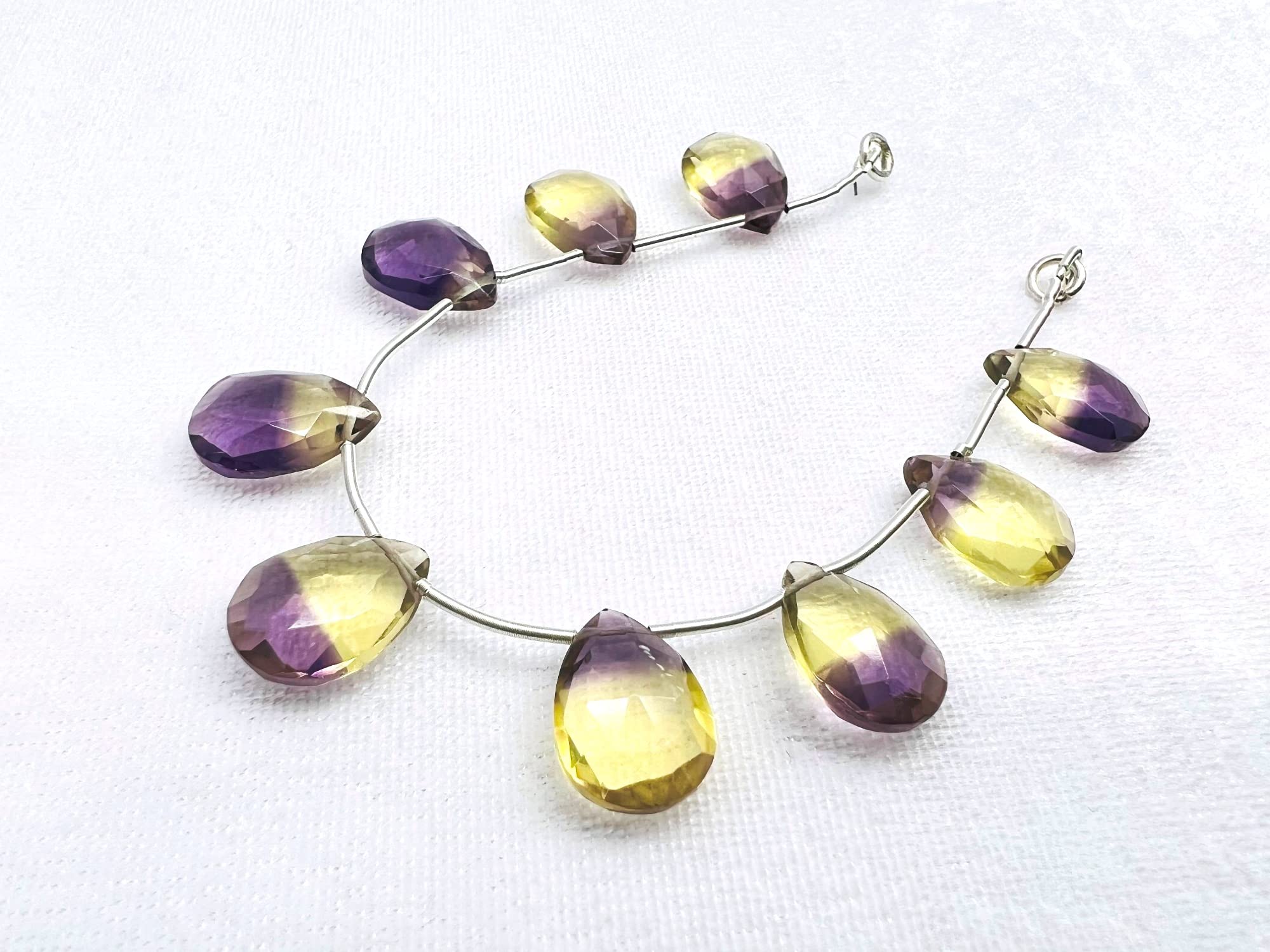 Kabir Crafts 1 Strand Ametrine 9 Pcs Beads Size 14x10mm Pear Shape Cut Faceted Beads for Jewellery Making,Beading & Craft Supplies KCRAFTS-RK_k60,Pink