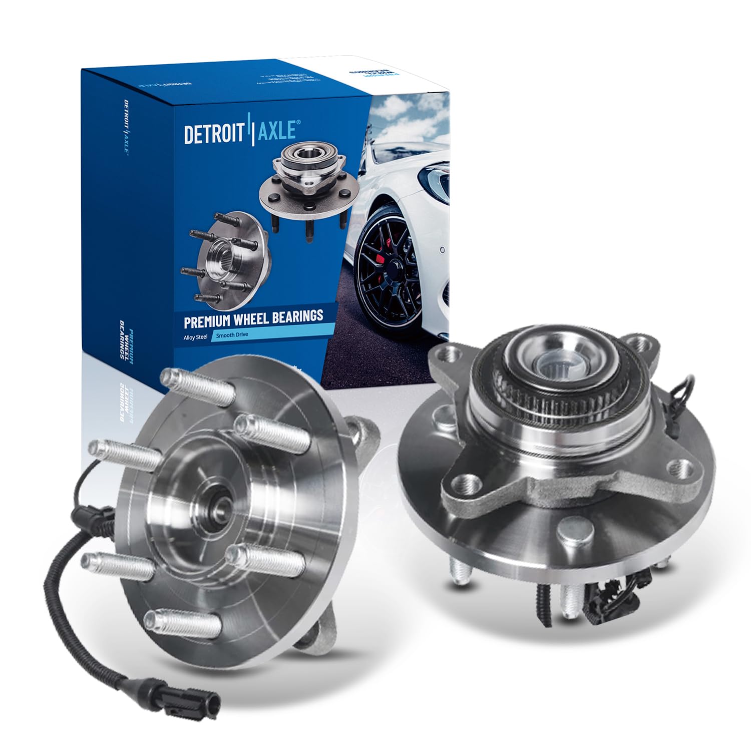 Detroit Axle - 4WD Front Wheel Bearing Hubs for 2009 2010 Ford F-150 [w/ 6-Lug], 2 Wheel Bearing and Hubs Assembly Set Replacement Pair Hubs