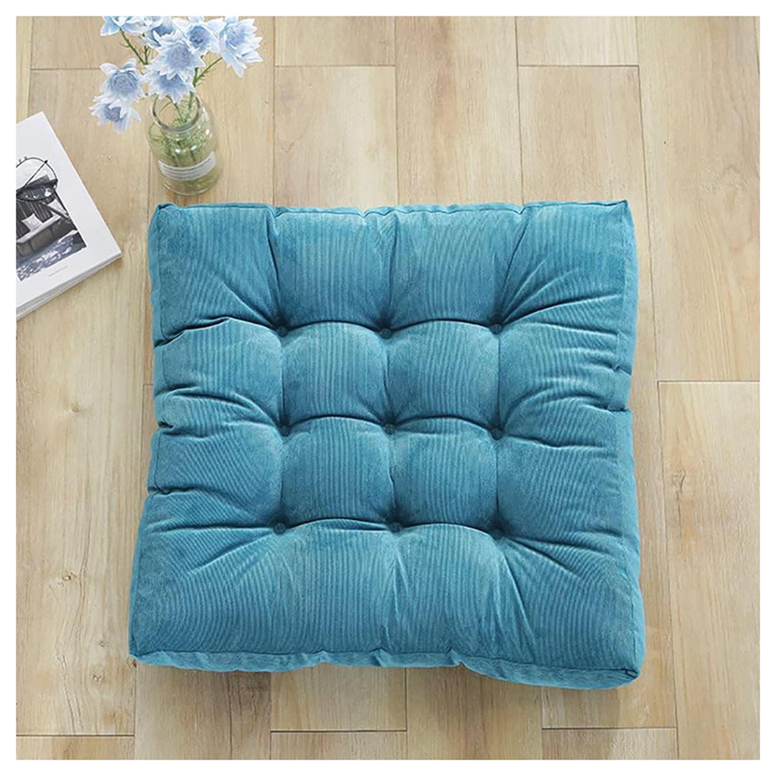 RRRYYYZZ Garden Seat Pads Seat Cushion 22 * 22 * 4in Corduroy Fabric Yoga Pillows for Sitting on Floor for Yoga Living Room Outdoor,Blue