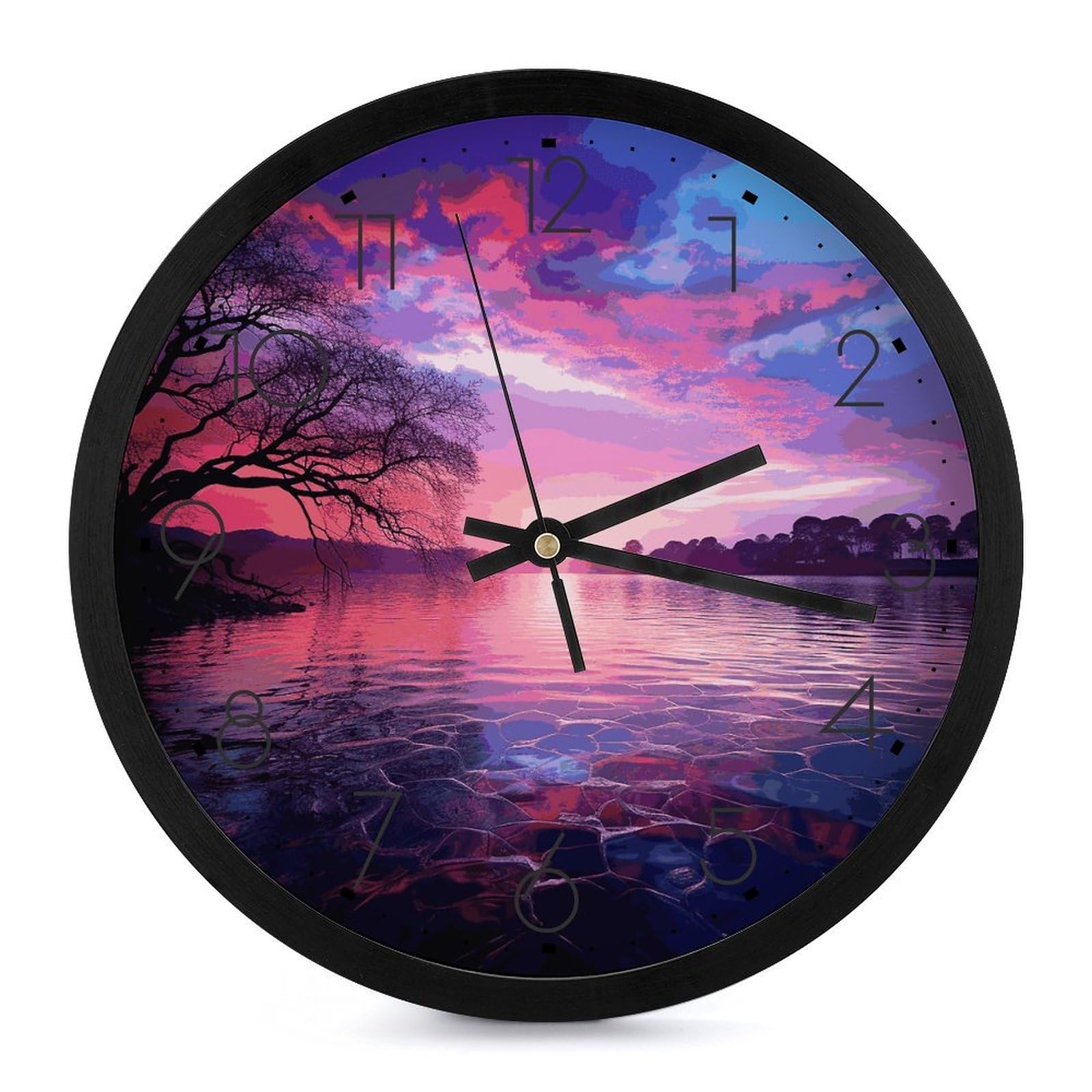Horloge murale sans bruit de tic-tac avec grand cadran rond 25,4 cm