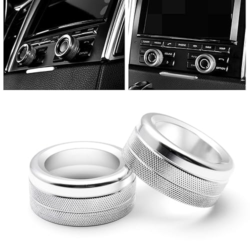 x xotic tech Cubierta de anillo de interruptor de volumen de radio de control de clima de CA, multimedia, de aluminio, compatible con Porsche Macan