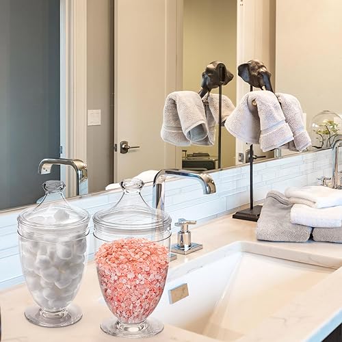 Miniatura 5 de Hacaroa Paquete de 2 tarros acrílicos de boticario con tapas herméticas, tarros de plástico transparente de 46 onzas para galletas de dulces,