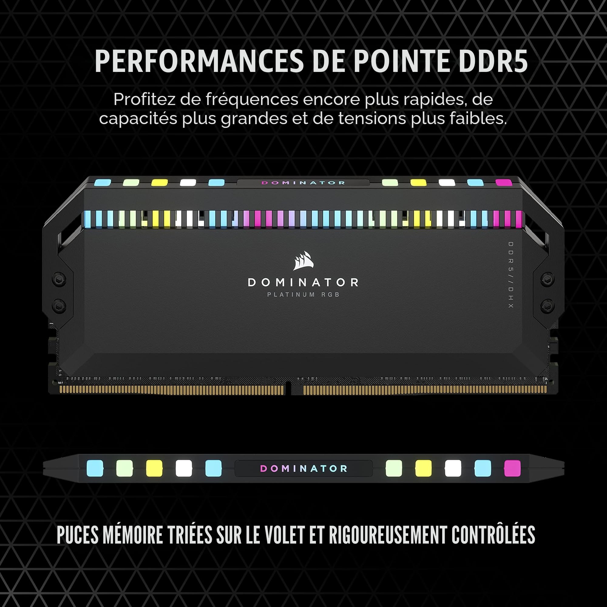 CORSAIR Dominator Platinum RGB DDR5 RAM 64Go (2x32Go) Jusqu'à 5600MHz CL40 Intel XMP 3.0 Mémoire pour Ordinateur de Bureau - Noir (CMT64GX5M2B5600C40)
