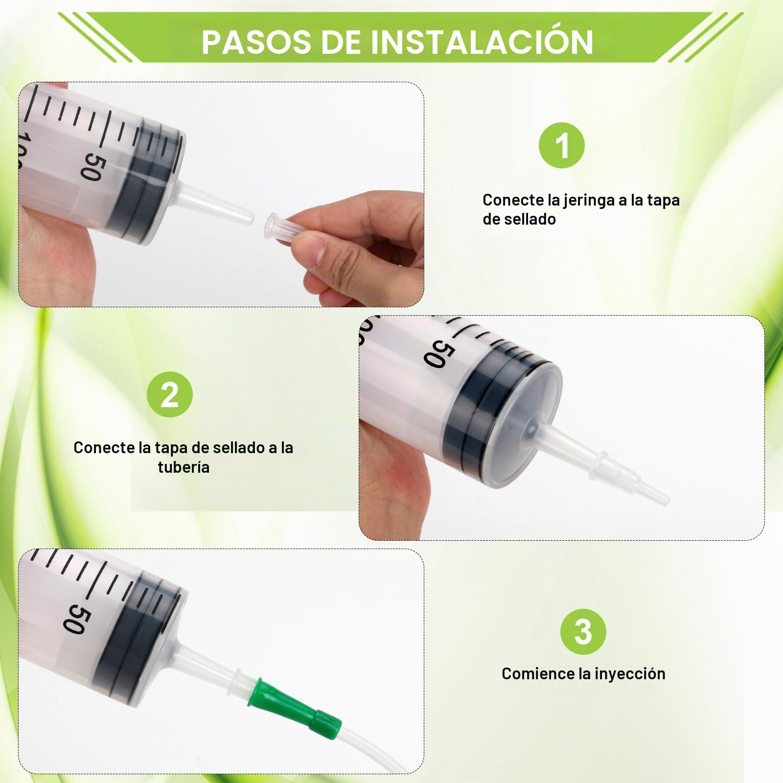 Jeringa curvada de plástico de 200 ml, jeringa reutilizable de gran volumen, jeringa de plástico con tapa de cierre, jeringa sin cánula para laboratorios científicos fábricas