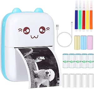 Mini-zak-fotoprinter, draagbare thermische printer, 203 dpi, draadloze BT-verbinding voor afbeelding, etiket, doe-het-zelf, handwerk, lijst, notities, dagboek, kwitantiepapier, instant printer, stickers met 10