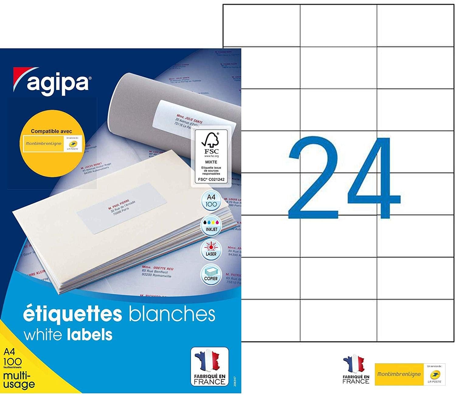 agipa 119015 Universal Labels 70 x 37 mm with Removal Aid