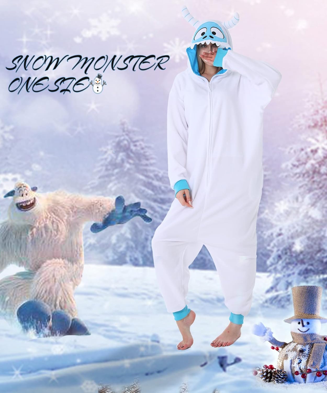 Markest Unisex Onesie for Adult and Teenagers White Monster Animal Cosplay Costumes One Piece Pajama - Image 6