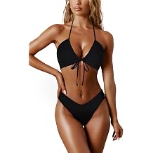 RXRXCOCO Sexy Brazilian Womens Bikini Set Triangle String Top Bikini Thong Swimwear