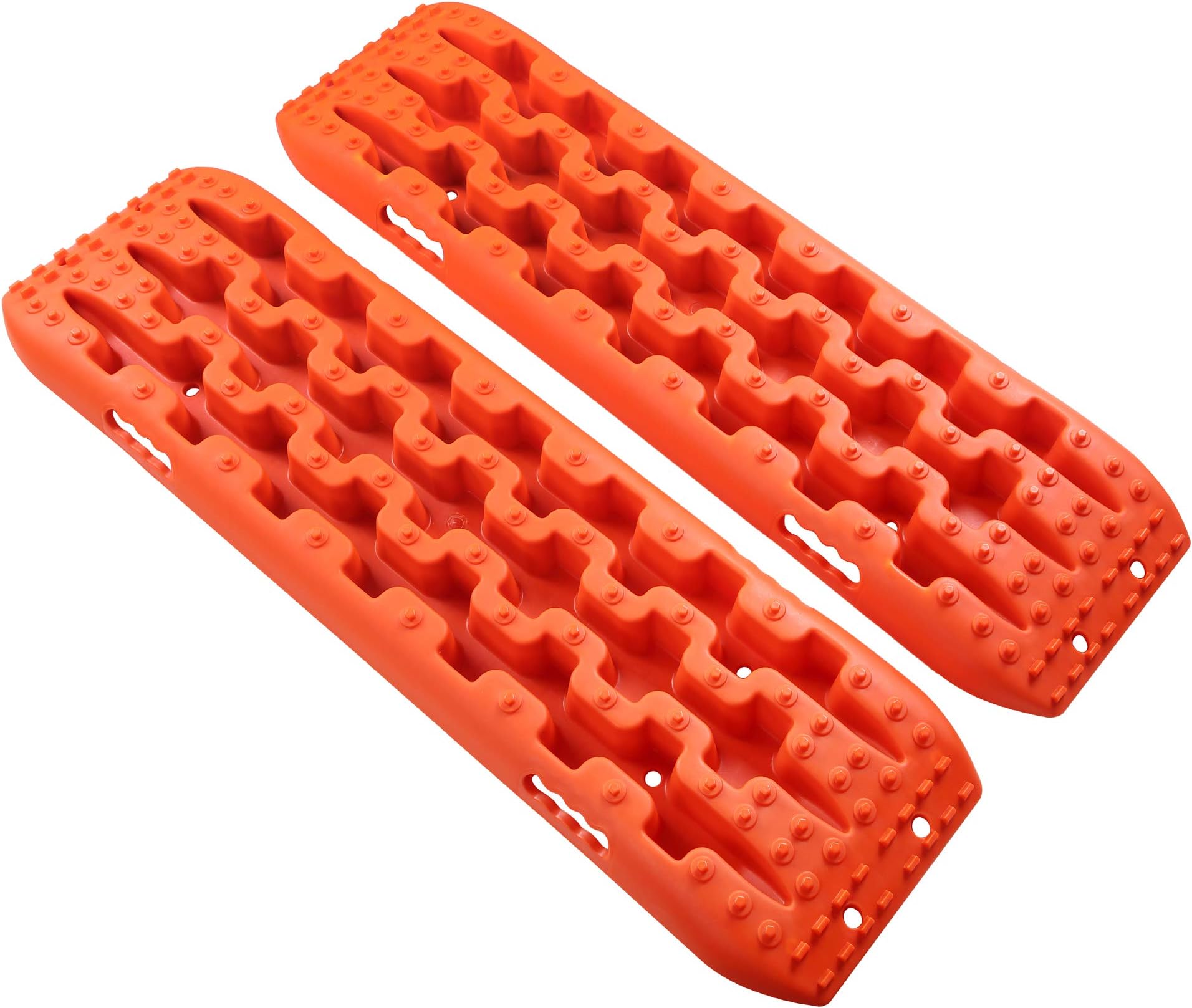 CPOWACE 2PCS Snow Sand Mud Recovery Traction Track Boards Mat Emergency Tires Traction Mats Track Trapped (Orange)