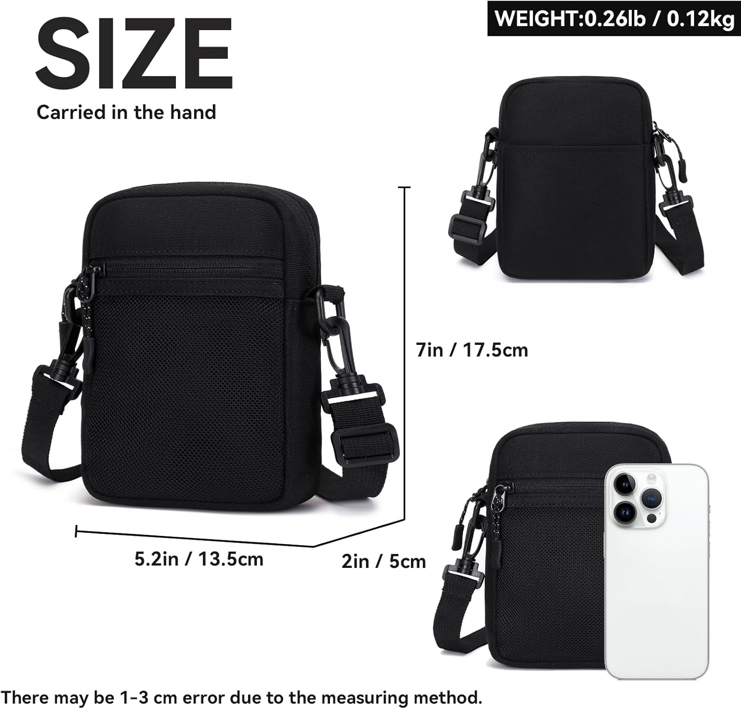 Lohol Mini Messenger Bag Crossbody Bag for Men Women, Water Resistant Small Sling Shoulder Satchel Purse for Travel Work - Image 3