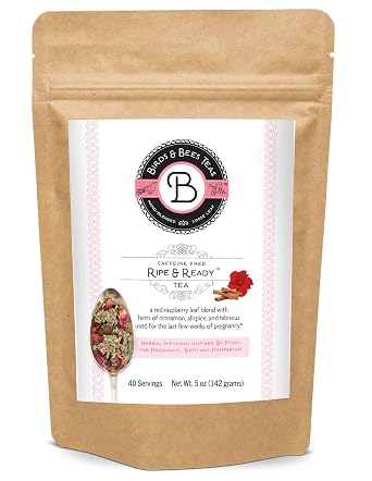 Birds & Bees Teas - Red Raspberry Leaf Tea Pregnancy, Ripe & Ready Third Trimester Tea to Prepare Your Body for Labor and Birth - 40 Servings, 5.0 oz