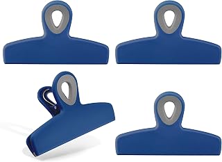 COOK WITH COLOR Bag Clips - Heavy Duty Chip Clip and Refrigerator Magnet for Food Storage with Air Tight Seal Grip, Bright Colors, Pack of 4 Large.