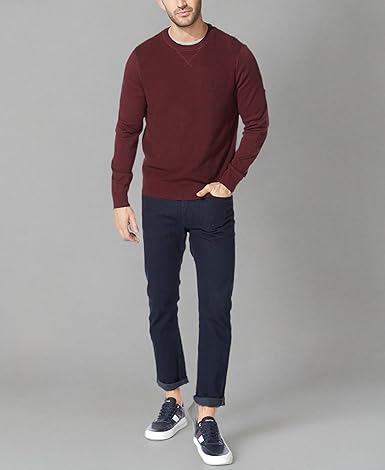 Nautica Pull à manches longues et col rond pour homme - Bleu marine, bleu marine, T-Grand