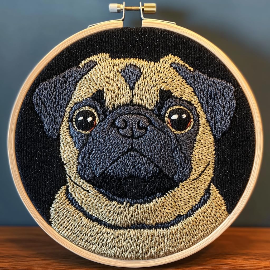 DIY Punch Needle Kits for Beginners Cute Puppy Golden Retriever Dog with Hoop Punch Needle Starter Craft Embroidery Set Easy for Adults and Children Festival Gift and Decoration 20x20cm-2