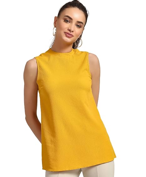 Hey! by FBB Cotton Sleeveless Top Mustard : Amazon.in: Fashion