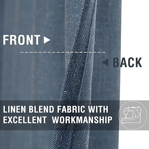 Miniatura 3 de Lazzzy Cortinas de lino para cocina, cortinas azules para cafetería, cortinas para baño, sótano, puerta para ventana, cortinas semitransparentes con