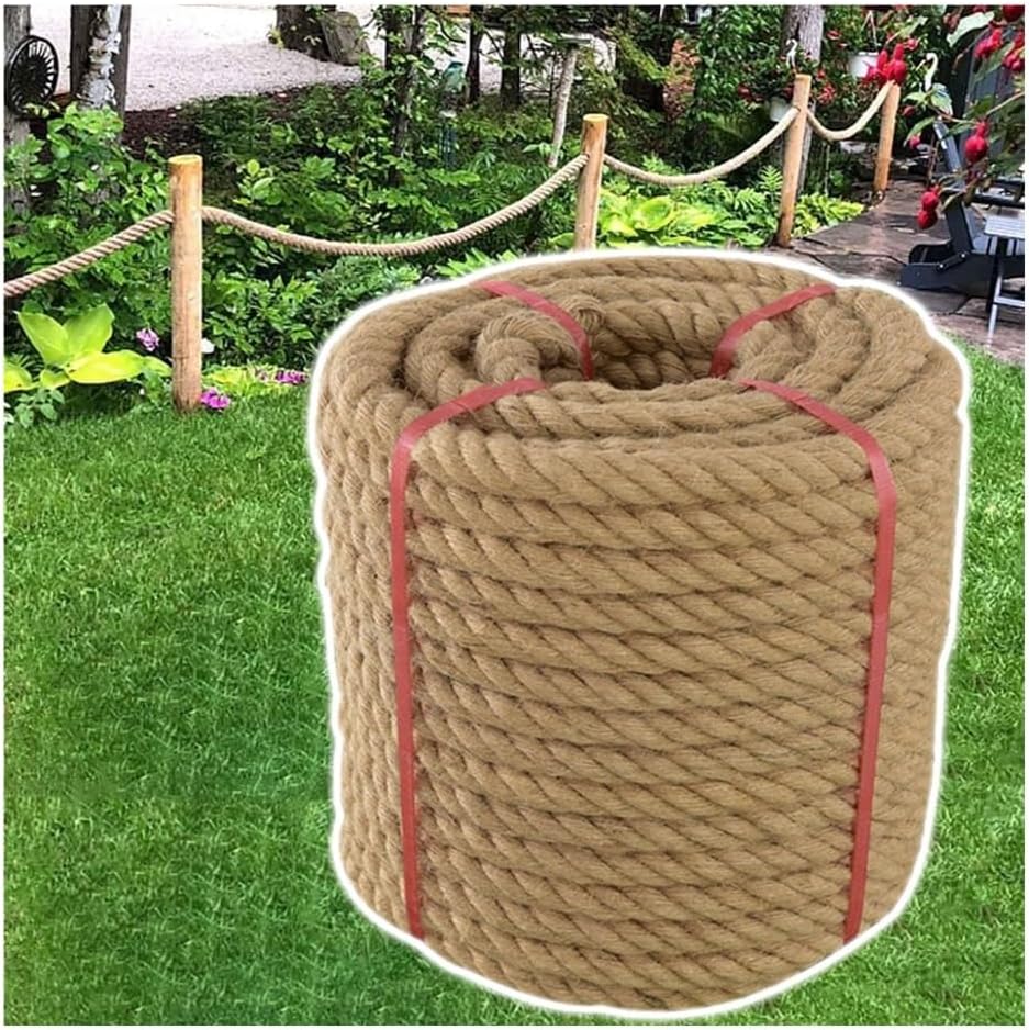 12-60 mm Twisted Manila Rope, Natural Thick Jute Hemp Rope for Railing Docks Tug of War Nautical Landscaping Swing Hammock(60mmx2m)