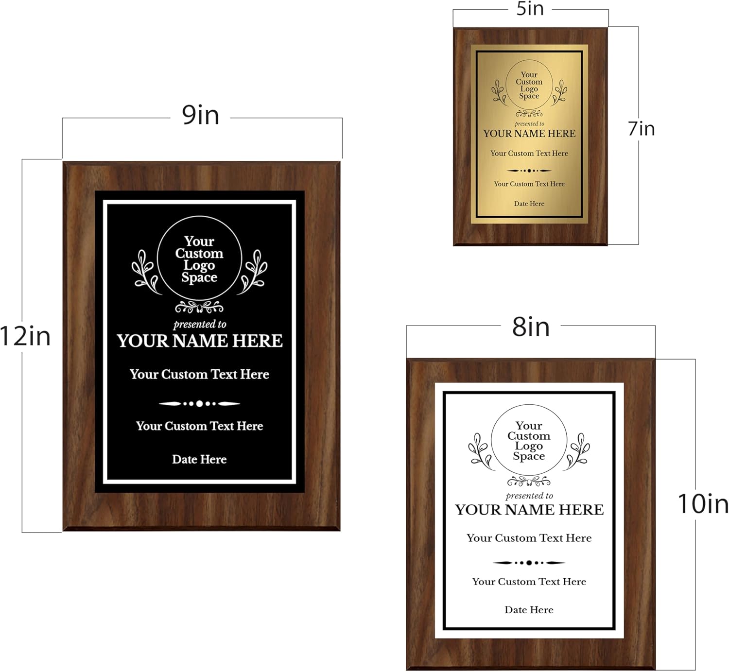 Custom Insert Your Logo (Circle) Wreath Award Wooden Plaque | Recognition of Achievement and Service Personalizable Plaques