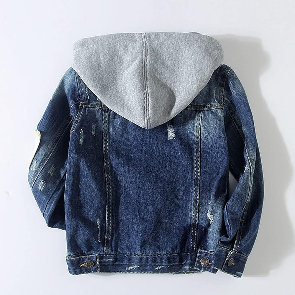 Veste En Jean à Capuche Avec Fermeture éclair Pour Garçons Et