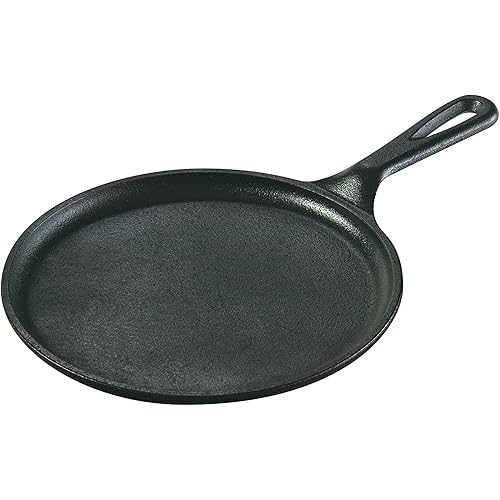 Lodge Cast Iron Griddle – 8 Inch Round Pre-Seasoned Griddle Pan for Pancakes, Tortillas, and More – Induction, Grill, Oven & Campfire Compatible – Made in USA, Non-Toxic, PFAS-Free