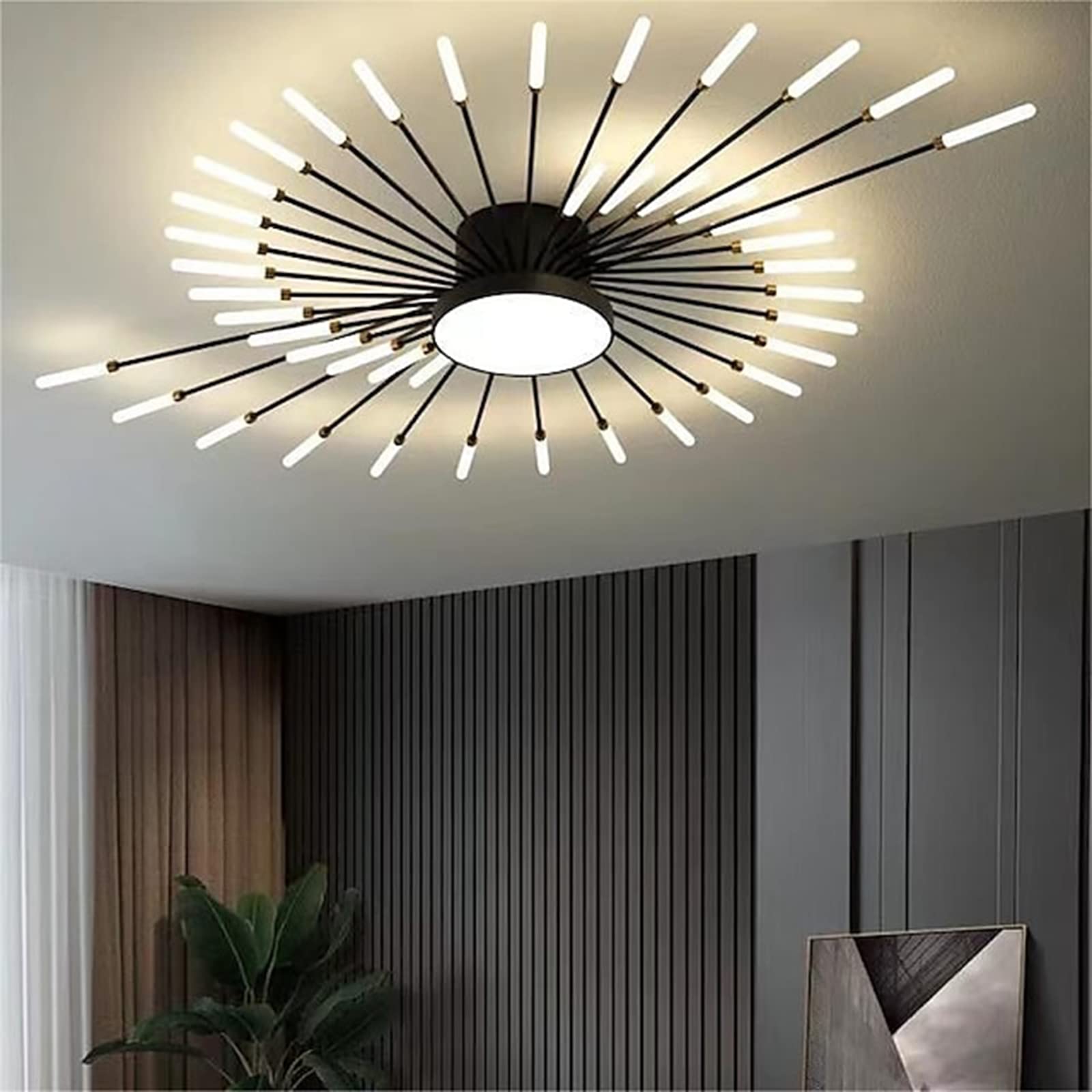 Suspension LED feu d'artifice noire 42cm pour le plafond du salon