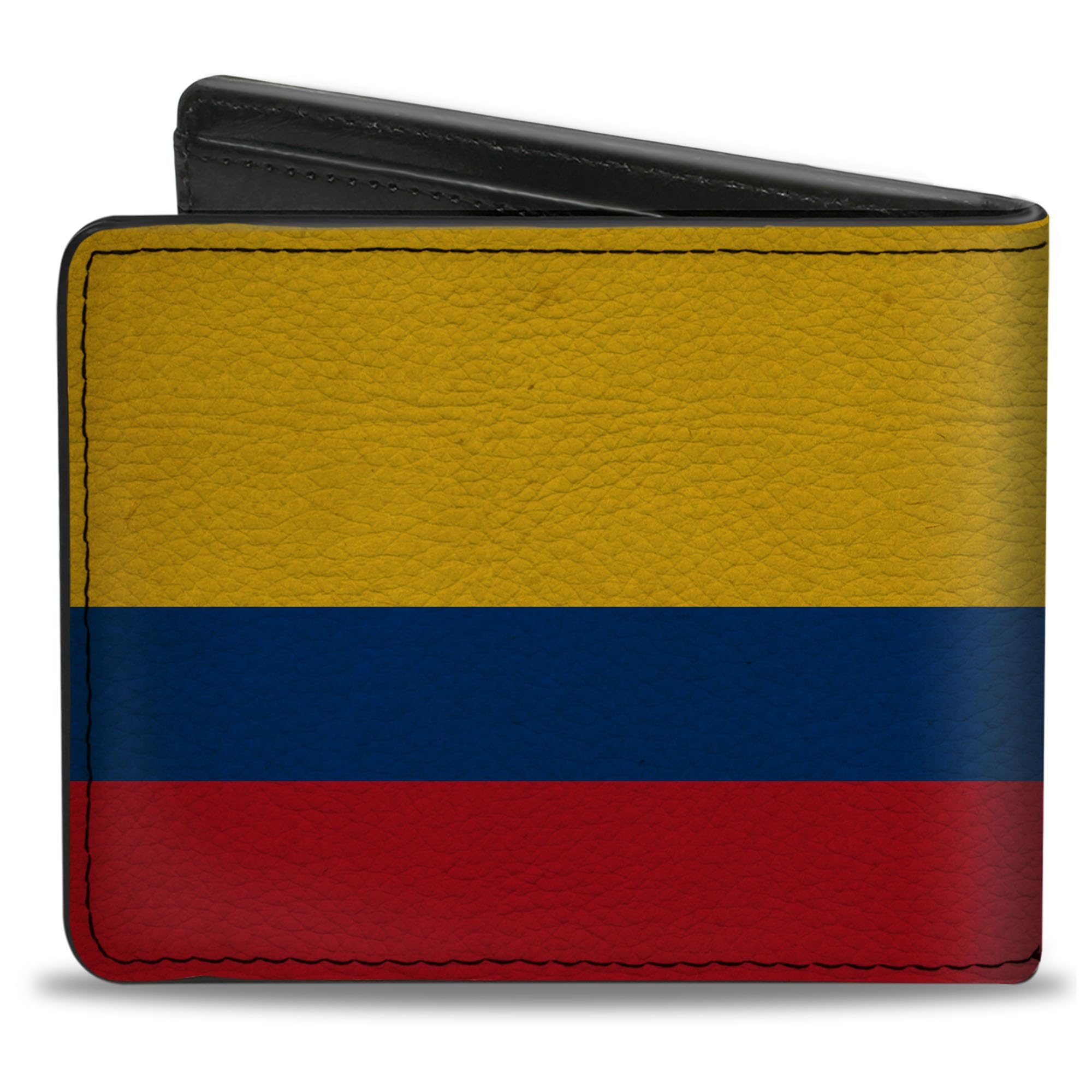 Buckle-Down Men's Wallet, Bifold, Colombia Flag Distressed, Vegan Leather, 4.0