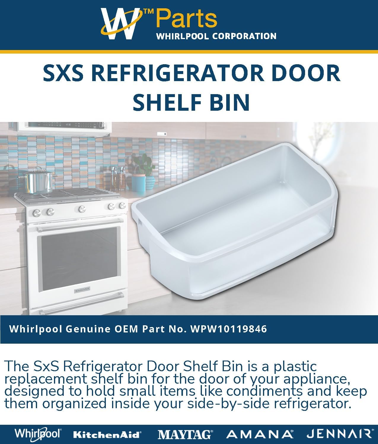 Whirlpool WPW10119846 OEM SxS Refrigerator Door Shelf Bin