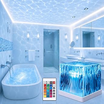 Aurora Lamp, Tabletop Light, Water Pattern Lamp, Night Light, Projector Light, Eye-friendly, Remote Control, 16 Color Changing / Brightness Adjustment, Rotating Water Wave Lamp, LED Light, Dynamic