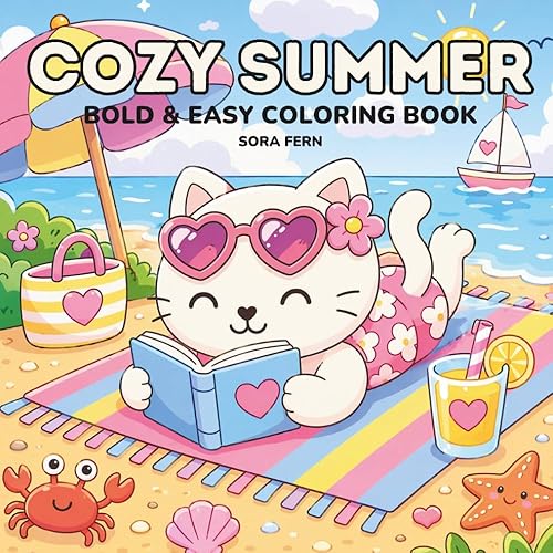 Cozy Summer: Bold & Easy Coloring Book for Adults and