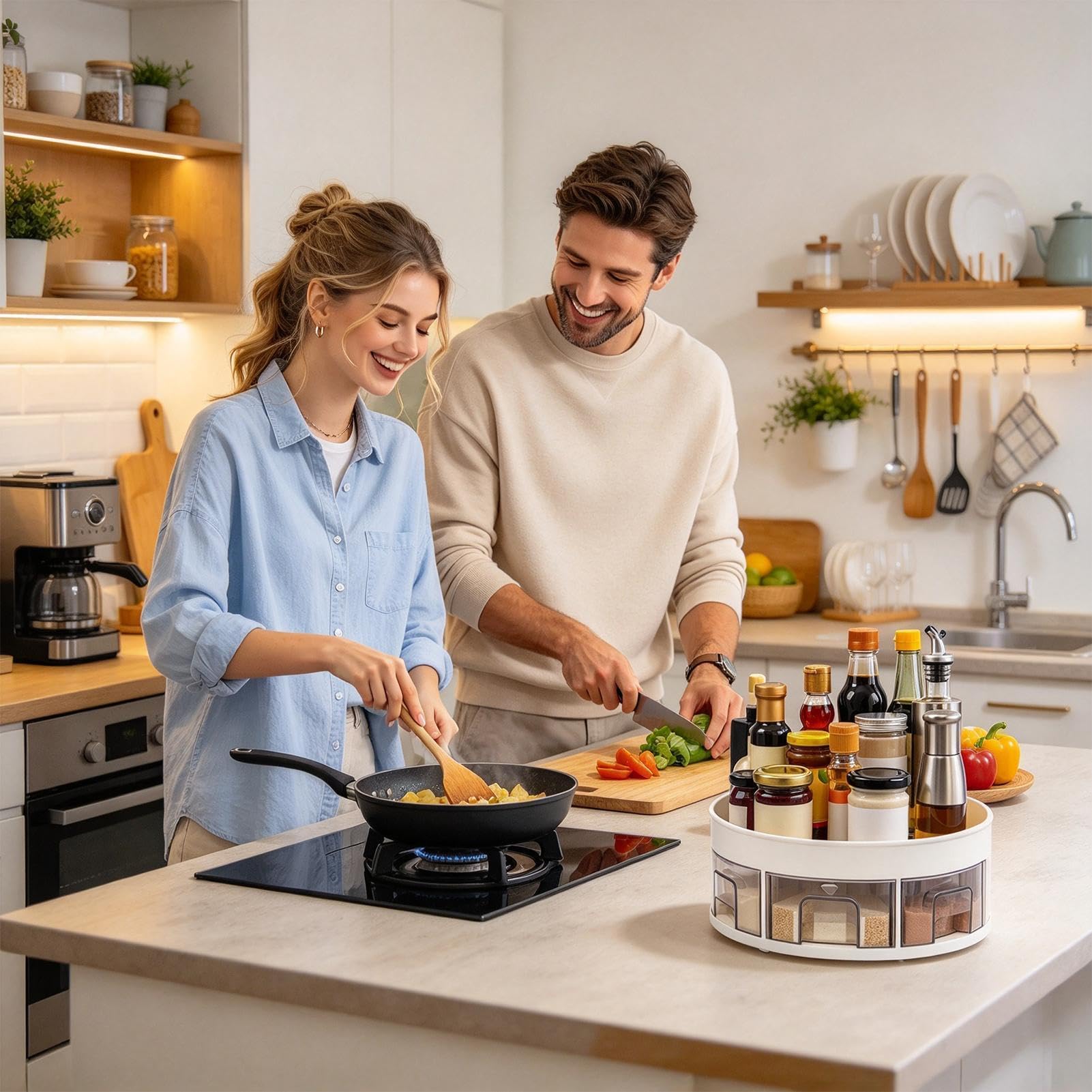 Organisateur plateau tournant pour cuisine Support rotatif 30 cm avec 6