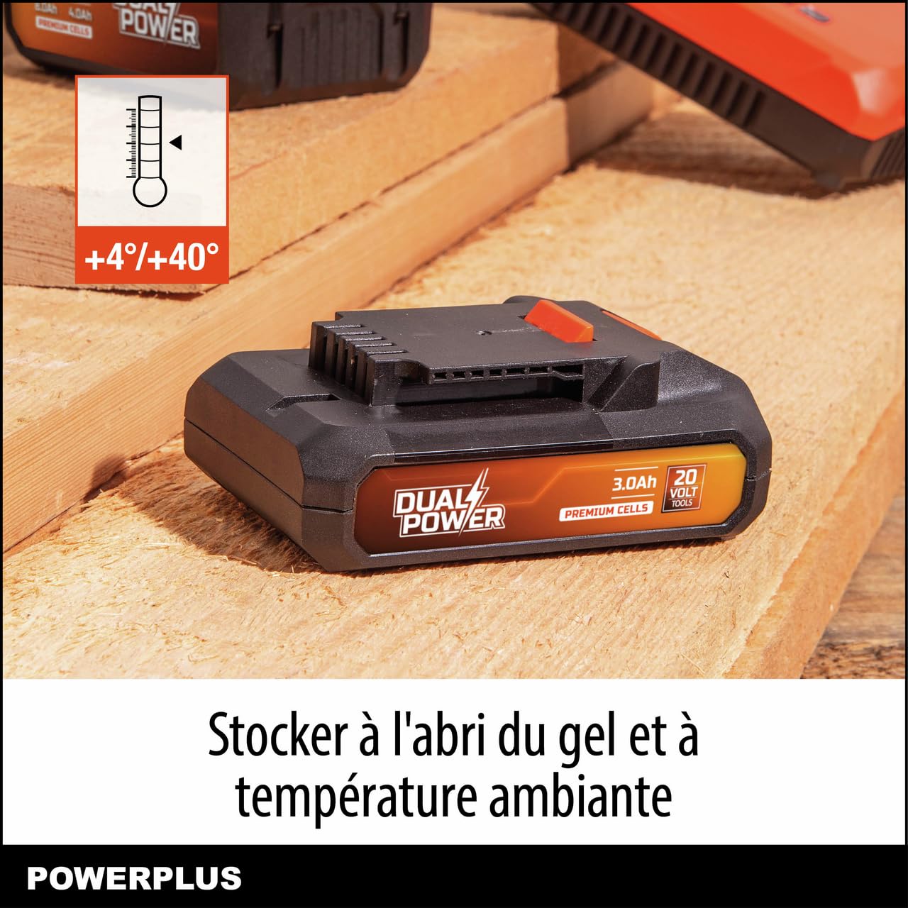 PowerPlus Batterie Dual Power POWDP9023-20 V, 3,0 Ah, pour Outils de 20 V, Affichage de la Puissance, LED de Puissance, Plate-Forme de Batterie, idéale pour visseuse sans Fil, Petite perceuse,