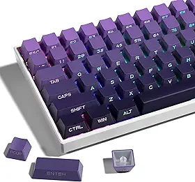 XVX Teclas de impressão lateral, teclas PBT Shine Through Double Shot, teclas personalizadas 60 65 75 100 por cento, conjunto de 136 teclas roxo gradiente, perfil do equipamento original, estilo