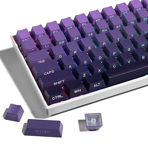 XVX Side Print Keycaps, Shine Through Double Shot PBT Keycaps, Custom Key caps 60 65 75 100 Percent, Gradient Purple 136 Keys Set, OEM Profile, Minimalist Style for Cherry Gateron MX Switches Keyboard