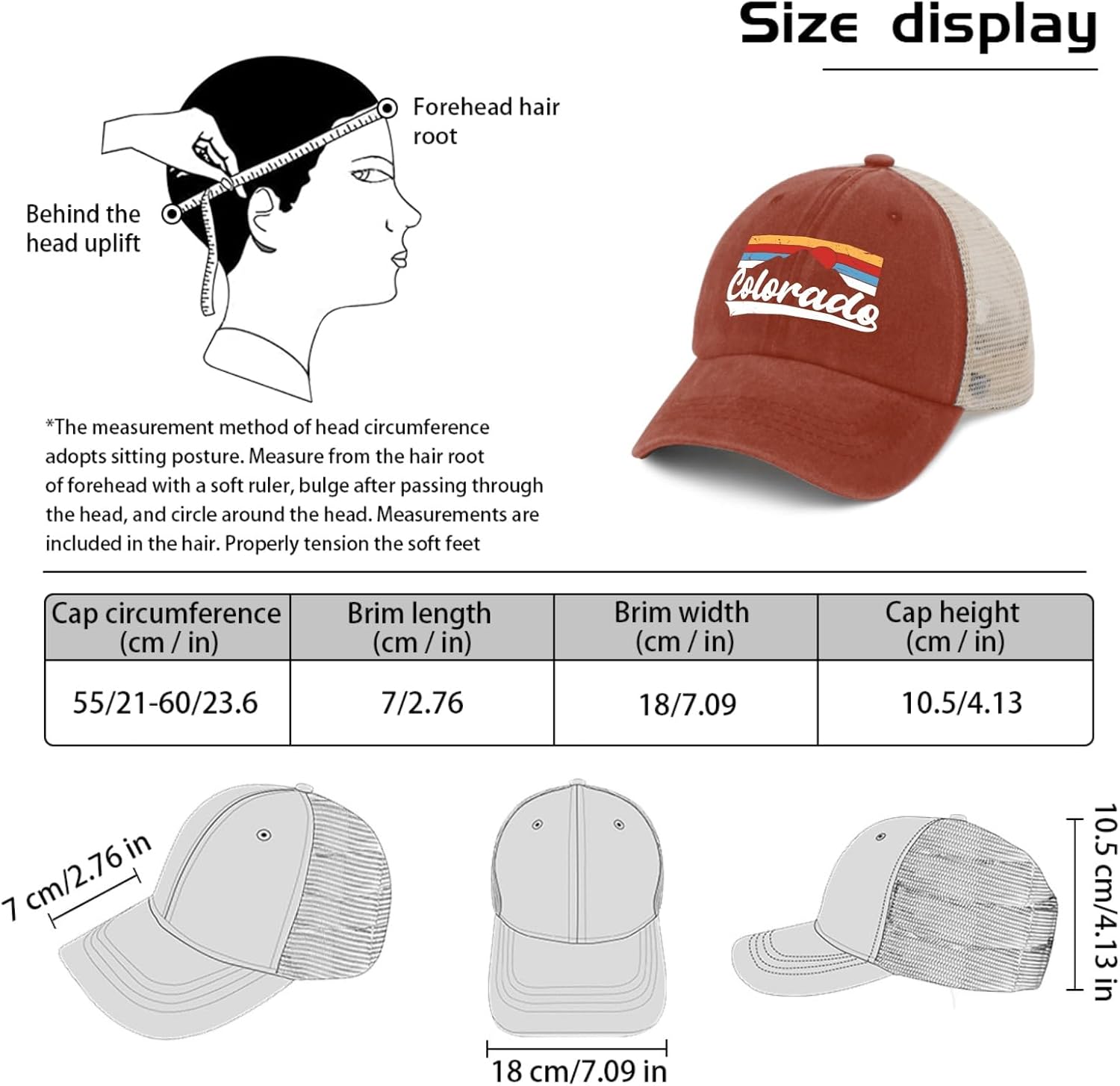 Colorado Mountains Hat Trucker Hat Women Trendy Mesh Hats for Summer - Image 7