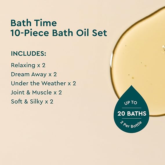 Kneipp Bath Time 10-Piece Bath Oil Set - Includes 5 Signature Formulas (0.67 fl oz Each) - Ideal for Trial & Travel - One Bottle Delivers Up to Two Baths