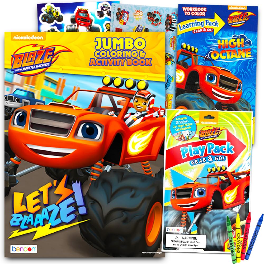 Blaze and The Monster Machines Coloring and Activity Book with Mini Cars Coloring Book with Stickers (Blaze Party Supplies)