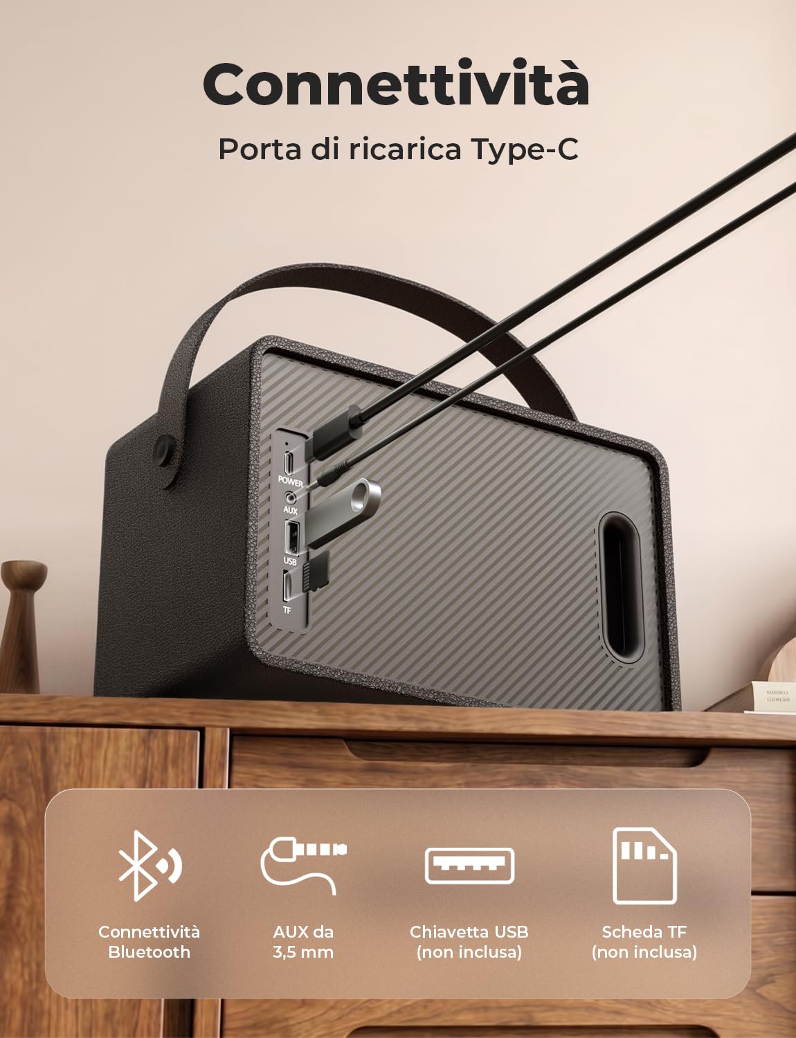 RIENOK Cassa Bluetooth Potente 40W Woofer 90mm Tweeter Seta 30mm, RGB, 15H | Bass-Reflex Posteriore, Vero Stereo Wireless, Ricaricabile, Supporta USB/TF/AUX, per Smartphone/ Casa/ Regalo