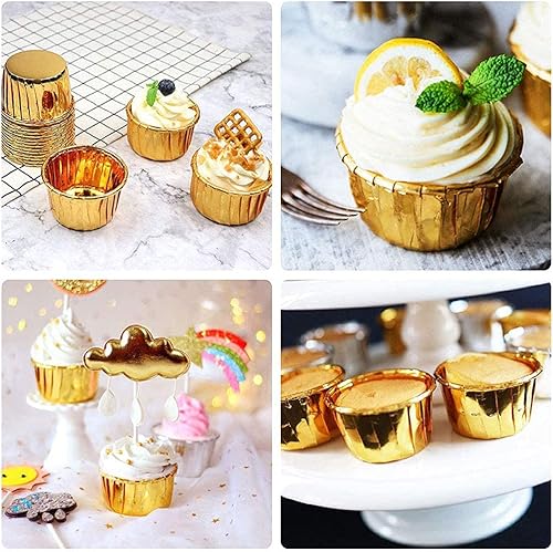 Miniatura 7 de Copas de papel de aluminio para cupcakes, 50 piezas desechables Ramekin MuffinBaking Tazas pequeñas tazas de aluminio para cupcakes Ramekin Holder