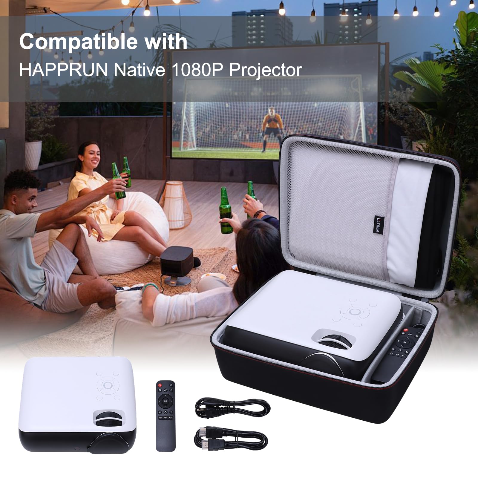 LTGEM Mini custodia per proiettore compatibile con mini proiettore portatile TMY 1080P Full HD, nero (solo custodia)