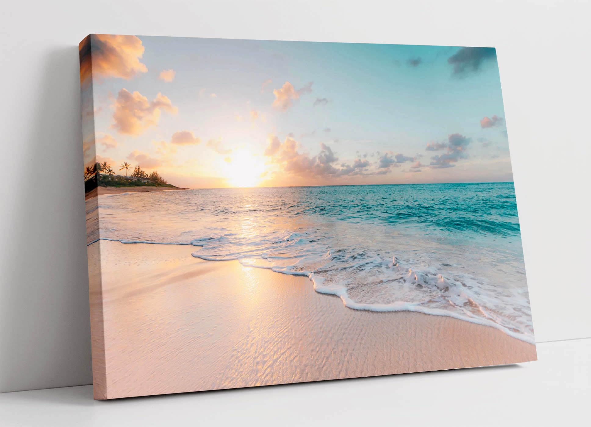 Canvasartshop Yellow Hawaii Beach Peaceful Canvas Wall Art Print Artwork 30Mm Deep Frame (18In X 12In / 45Cm X 30Cm)