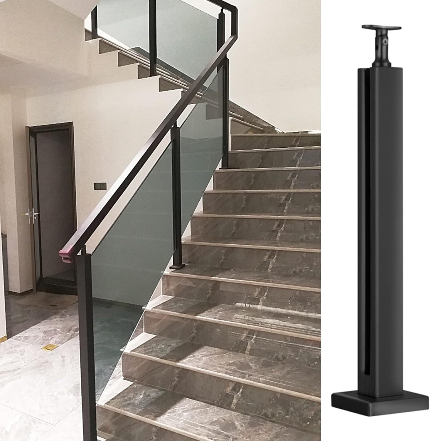 Poteau de garde-corps en verre inox anti-corrosion robuste