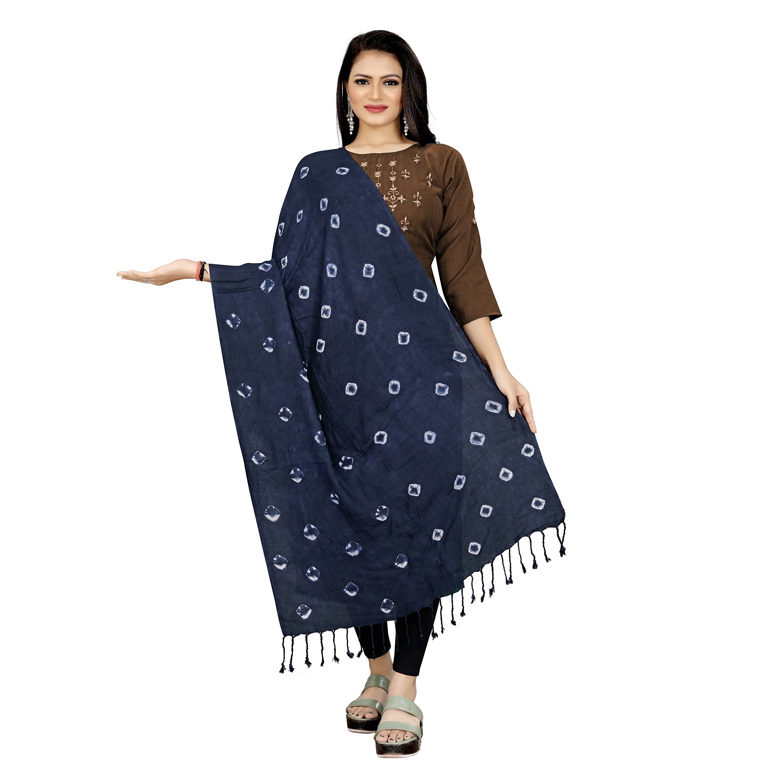 ebadat Bandhani Cotton Printed Dupatta for Women & Girls | Traditional Ethnic Wear | Soft Lightweight Dupatta with Tassel Work | Stylish Cotton Stole-picture-17