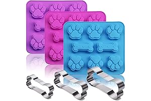 LIUDHPSP Dog Treat Molds Set 3 Silicone Paws and 3 Bones &...