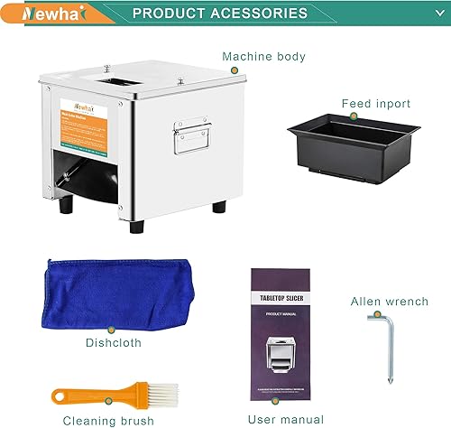 Miniatura 7 de Newhai Máquina cortadora de carne de 850 W, cortadora de carne eléctrica de 0.197 in, cortadora de carne triturada, acero inoxidable, 330 lbh para